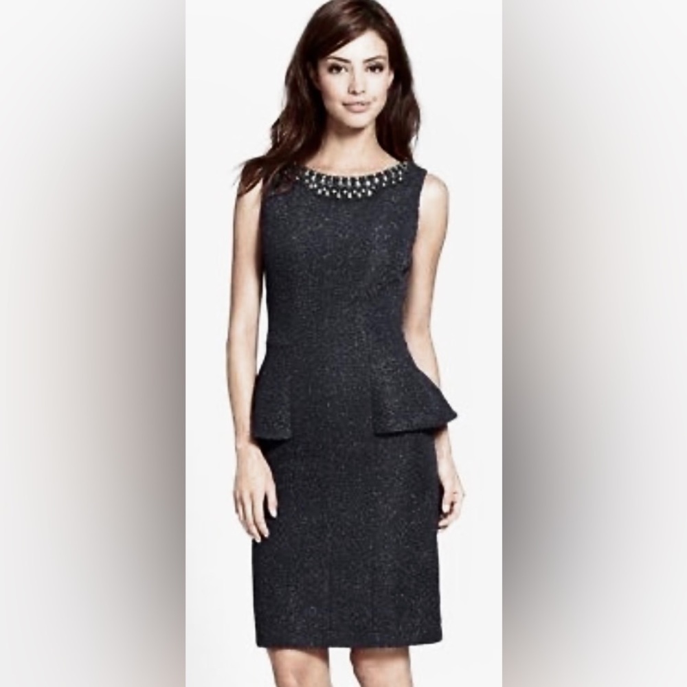 Eliza J. Jewel Embellished Sparkling Sleeveless Peplum Cocktail Dress CL3
